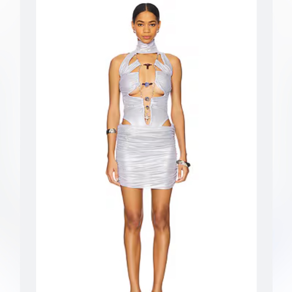 DI PETSA Eros Temptress Mini Dress in Metallic Silver